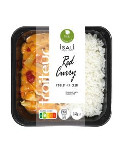 Poulet curry rouge + riz 4x350g